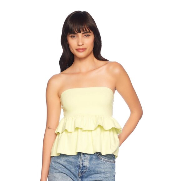 Susana Monaco Yellow Strapless Ruffle Top - Picture 1 of 1